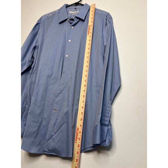 Perry Ellis Portfolio Button Shirt Mens Size 17 34/35 Blue - Picture 5 of 6
